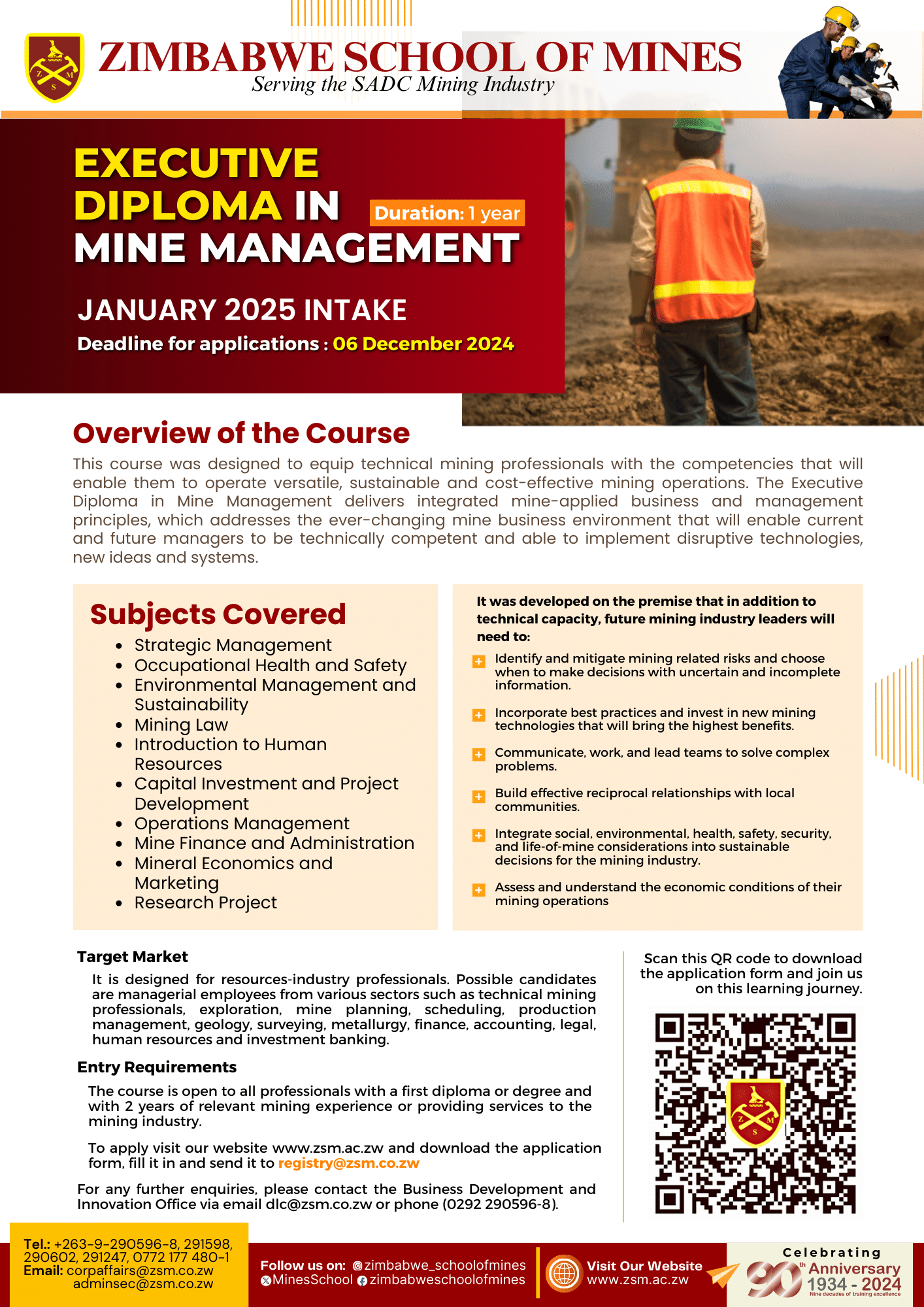 Executive Diploma in Mine Management